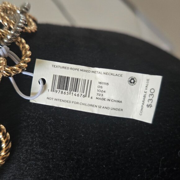 Tory Burch Gold and Silver Textured Rope Necklace - Picture 5 of 14